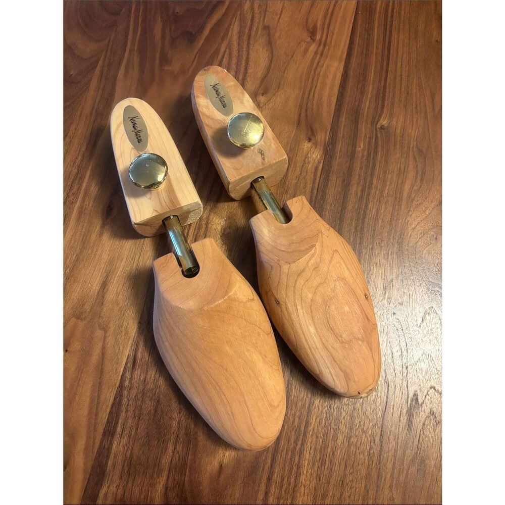 Neiman Marcus Natural Wood Shoe Trees with Brass Accents - L